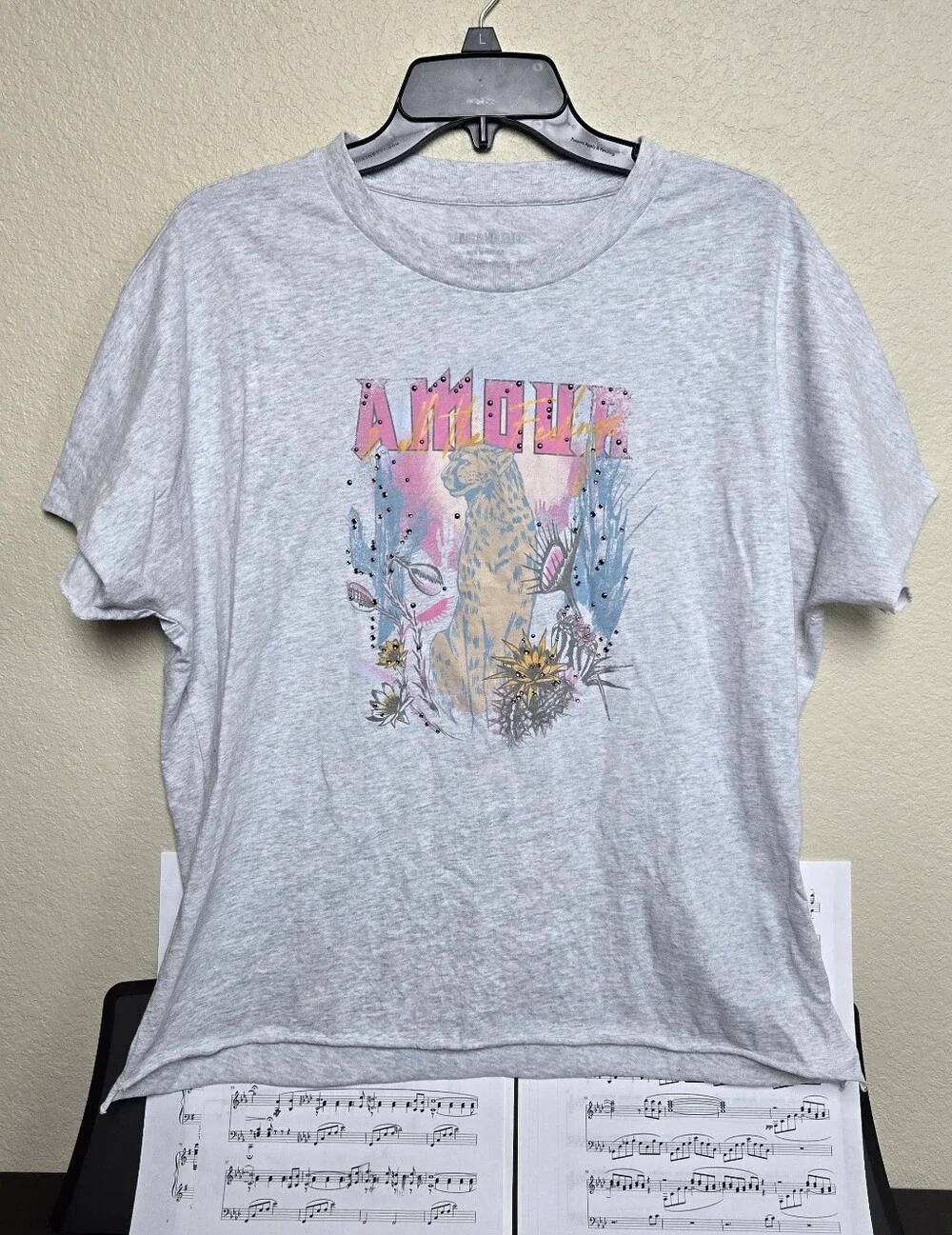 Zadig & Voltaire Tommer HC concert cheetah studded t-shirt M - Picture 2 of 11